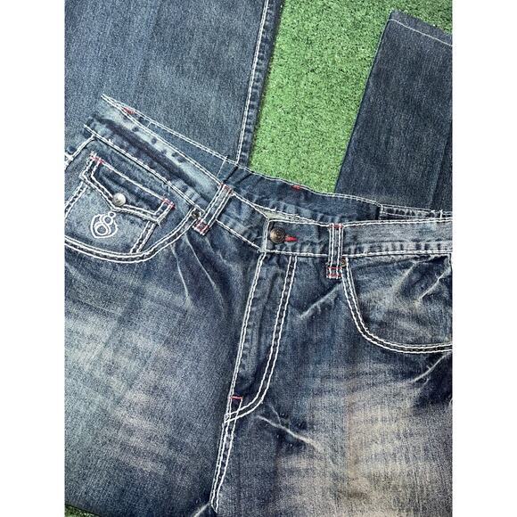 Vtg Eight 732 Baggy Y2K Hip Hop Embroidered Jeans Men 38x32 - Picture 4 of 10